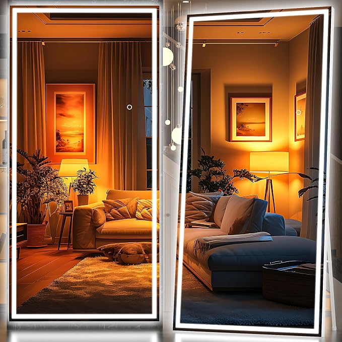 Hasipu Full Length Mirror with Lights, Full Body Dressing Hanging Mounted Mirror by Whatssuitableisthebest