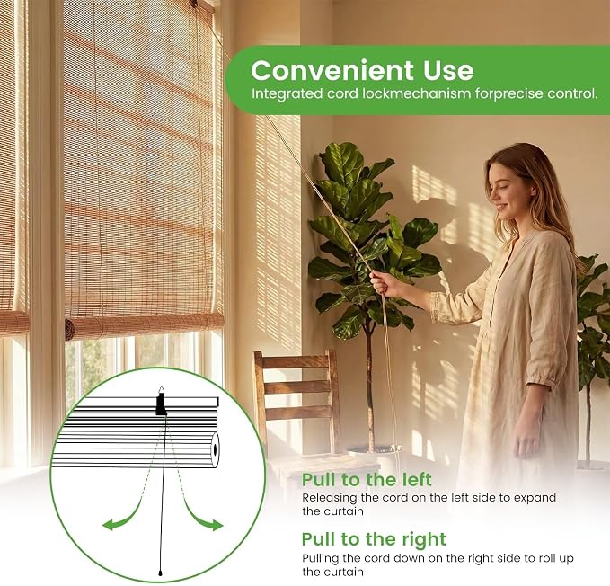 Bamboo Blinds, Custom Sizes Roller Shades - Image 5