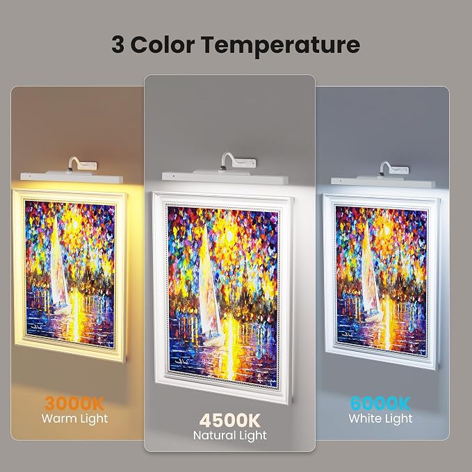 Picture Light with Remote - 16in White Rechargeable Battery Wall Light - Image 3