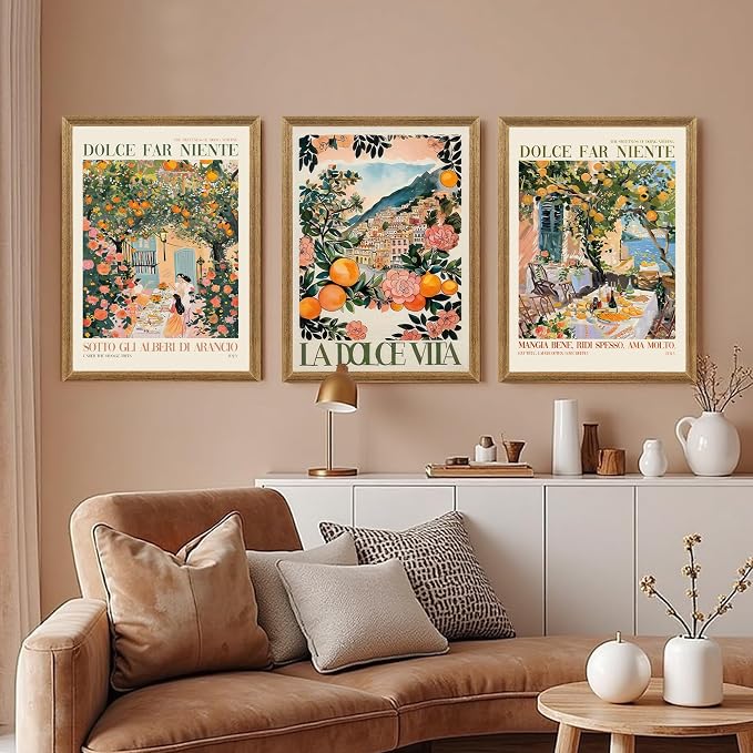 SYWENNOI 3 Pieces Wood Framed Italy Scenes Canvas Wall Art, Tuscan Wall Decor - Image 2