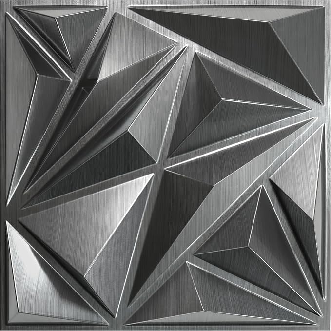 STICKGOO Brushed Silver 3D Wall Panels by STICKGOO