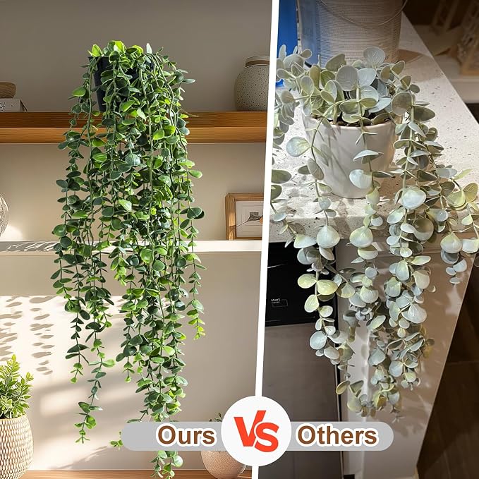 Artificial Hanging Plant 2 Pcs Faux Plant Ivy Vine Faux Eucalyptus Vines Fake - Image 3