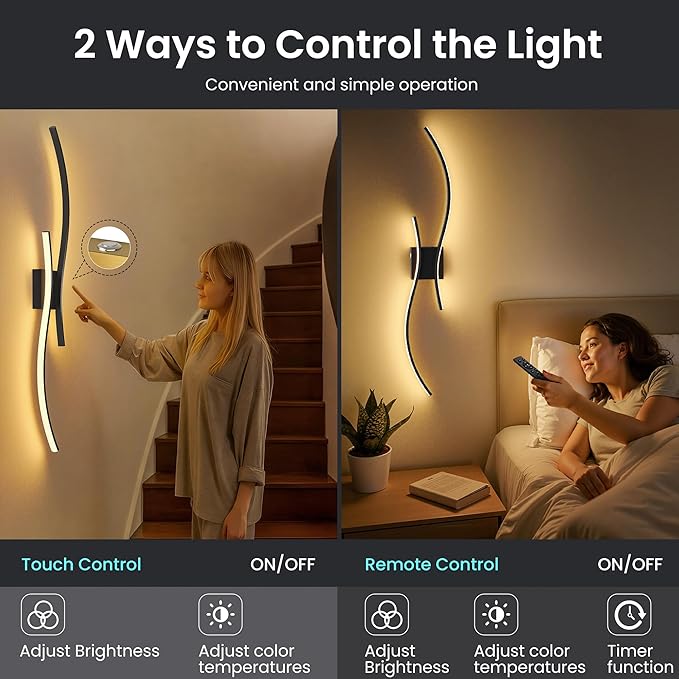 Battery Operated Wall Sconces Set of Two, 10000mAh Rechargeable Modern Wall - Image 3