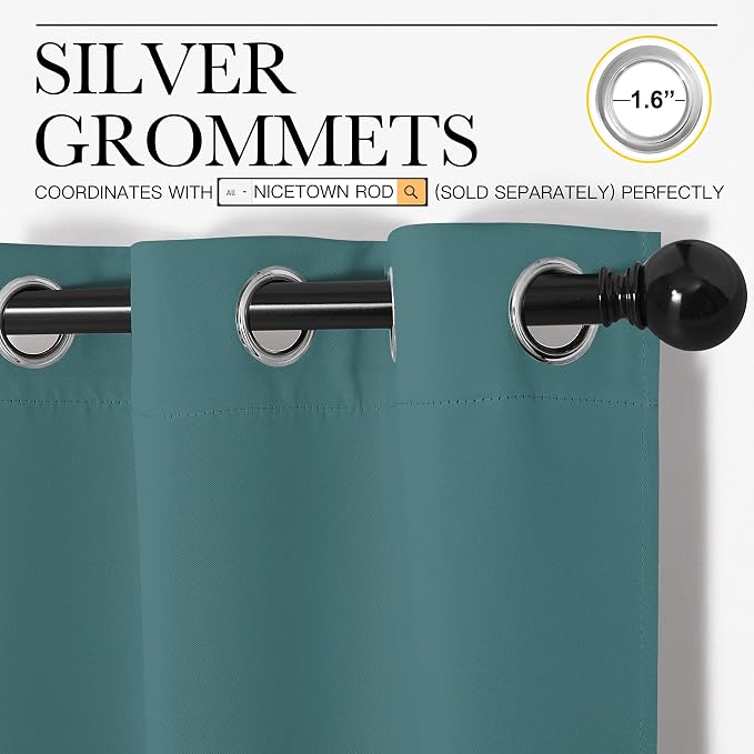 NICETOWN Bedroom Curtain Panels Blackout Draperies, Thermal Insulated Solid - Image 3