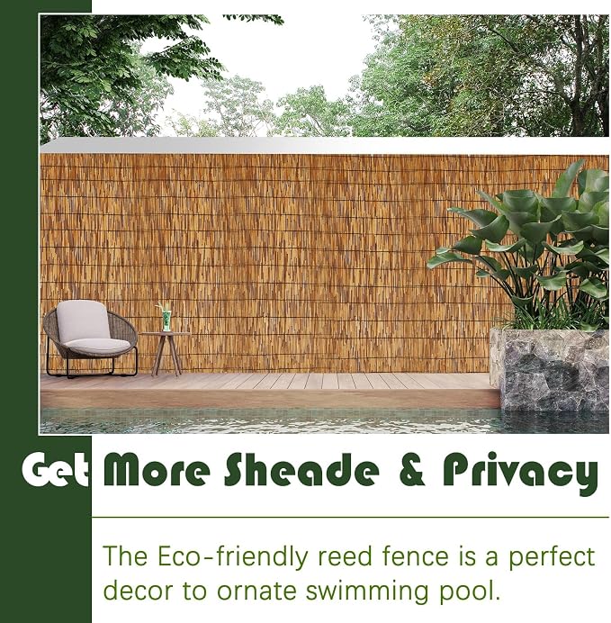 Barydat 2 Pcs 4 x 16.4 ft Reed Fence Roll, 85% Shade Bamboo Privacy Screen - Image 7