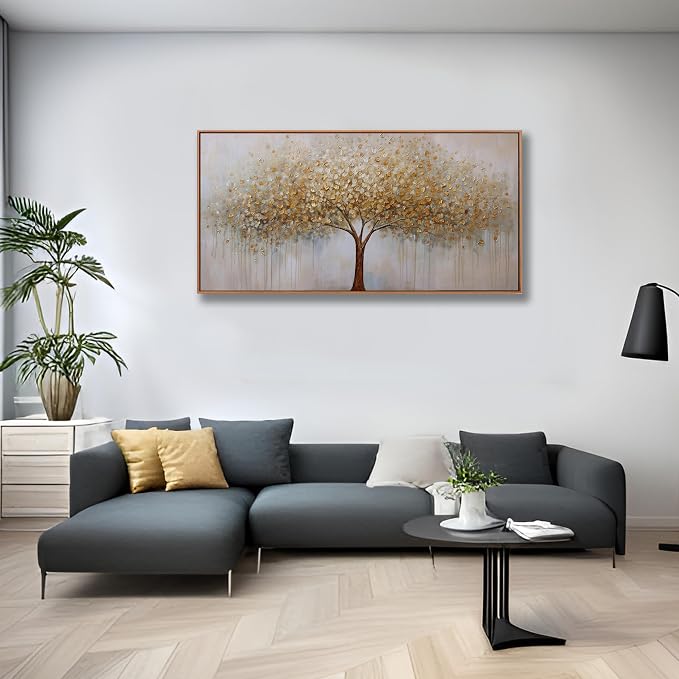 Wall Art Abstract Gold Tree of Life Framed Modern Artwork Canvas Painting - Image 3