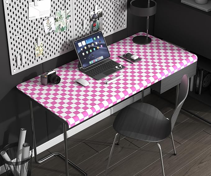 Modern Peel and Stick Wallpaper Pink and White Mosaic Checkered Contact Paper - Image 7