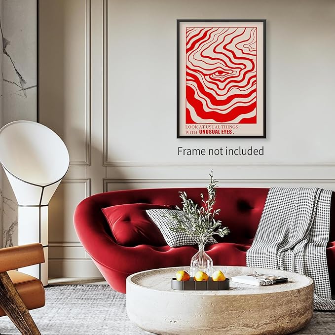 Medpol Retro Red Abstract Eye Canvas Wall Art Vintage Hippie Trippy Poster - Image 3