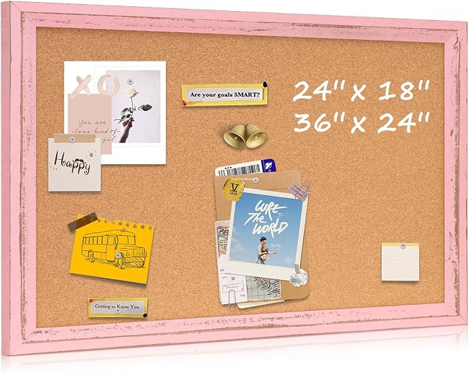 Cork Bulletin Board, Decorative Hanging Pin Board Tack Board by QUEENLINK