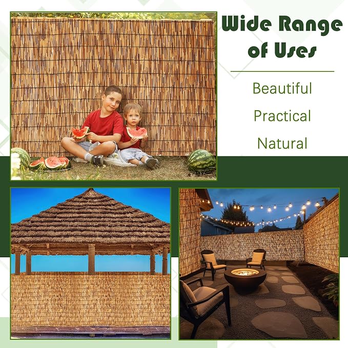 Barydat 1 Pcs 4 x 30 ft Reed Fence Roll, 85% Shade Bamboo Privacy Screen - Image 6