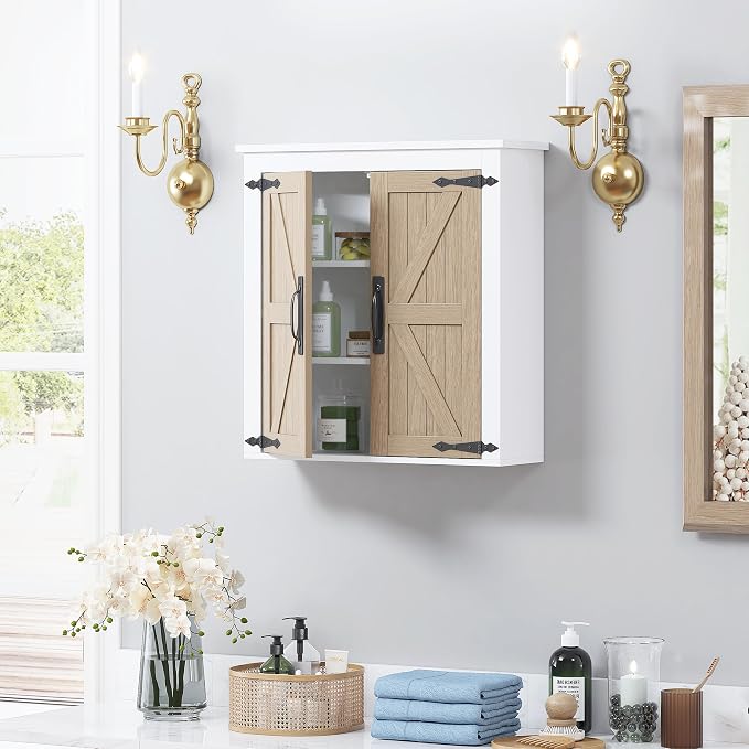 Spirich Bathroom Wall Cabinet Over Toilet, Farmhouse Wall Mounted Medicine - Image 6