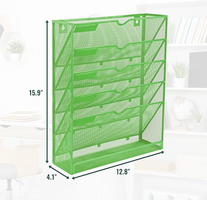 EASEPRES 6 Tier Mesh Hanging Wall File Organizer, Desk Vertical Mail Paper - Image 2