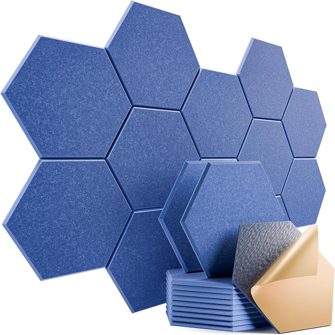 12 Pack Self-Adhesive Acoustic Panels 12" X 10" X 0.4" by Dailycooper