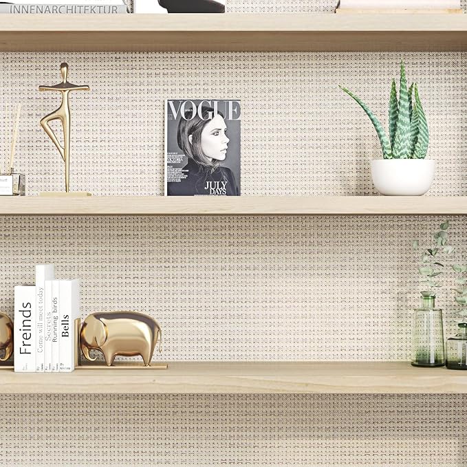 FunStick 16"x240" Thick Beige Wallpaper Peel and Stick Modern Grasscloth - Image 6