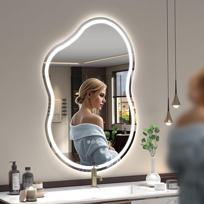 SMIROR Irregular Led Bathroom Mirror 20x 36 inch, Cloud Lighted Vanity Mirror - Image 2