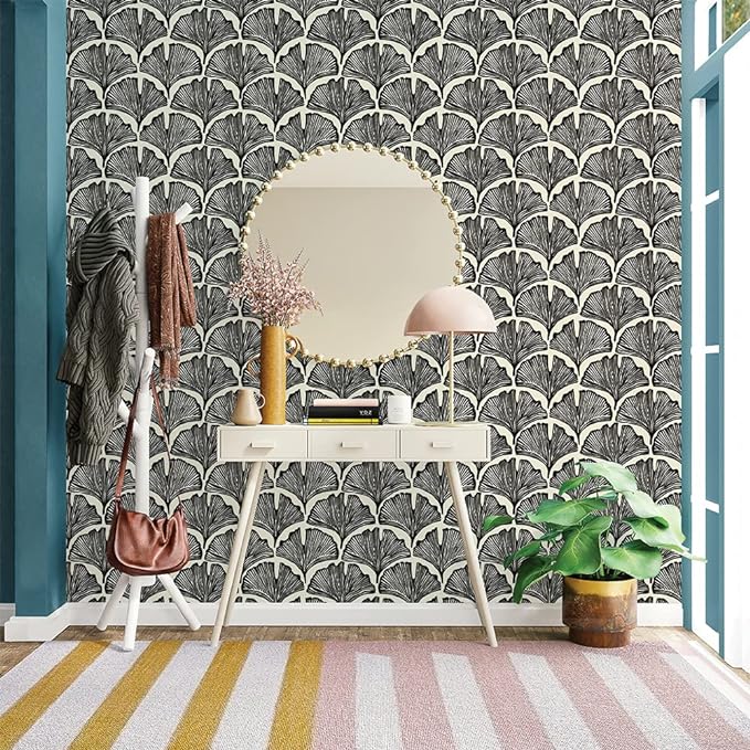 Tempaper x Novogratz Zebra Black Feather Palm Removable Peel and Stick Wallpaper - Image 4