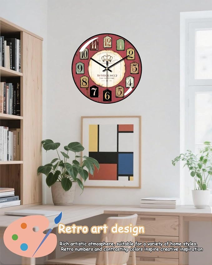 Decorative Wall Clocks Batterys Operated, Retro Wall Clock - Image 4