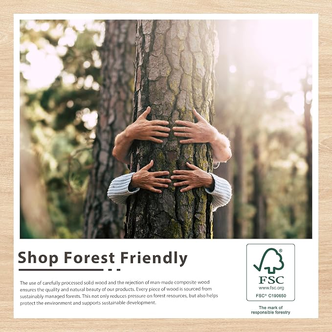 YOSHOOT Rustic Wooden Framed Wall Mirror, Natural Wood and Iron Bathroom Vanity - Image 8