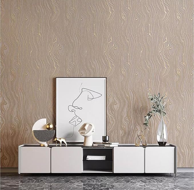 Gold Khaki Wood Peel and Stick Wallpaper Stripe, 20.8" x 118", Self-Adhesive - Image 3