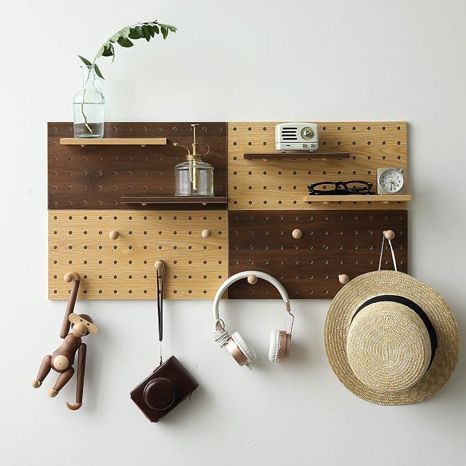 Wooden Pegboard Modular Display Organization Storage Wall Hooks Shelf - Image 4