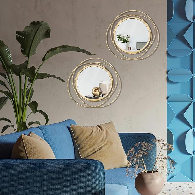 2 Set. Circle Mirrors for Wall Decor for Living Room Bedroom Bathroom Entryway - Image 5