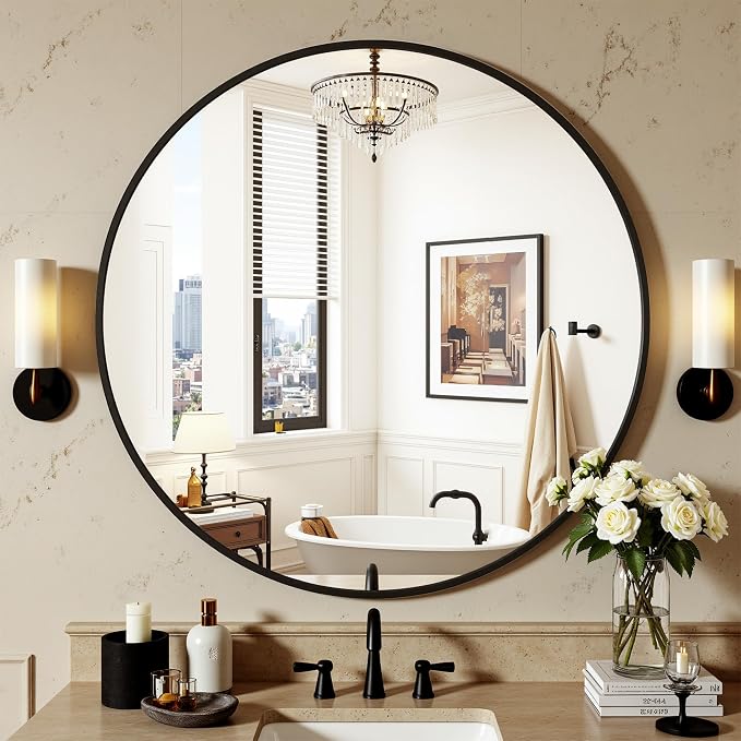Antok 20 Inch Round Mirror for Wall, Round Bathroom Mirror, Circle Wall Mirrors by AntokMirror