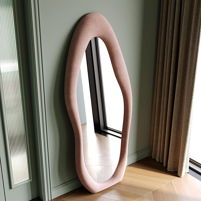 Honyee Full Length Mirror, Flannel Wrapped Wooden Frame Full Body Mirror - Image 7