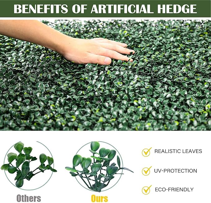 12PCS 10"x 10" Artificial Boxwood Wall Panels, UV-Anti Grass Wall Hedge Plant - Image 5