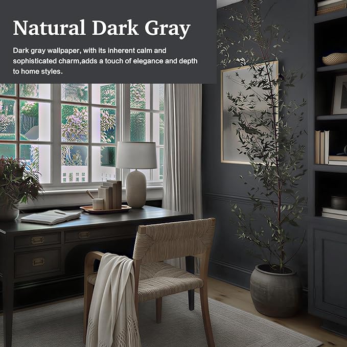 Dimoon 17.7''x393'' Peel and Stick Wallpaper Dark Grey Contact Paper - Image 7