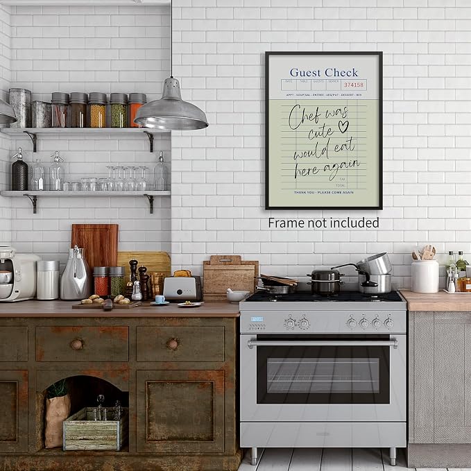 PDFI Trendy Kitchen Wall Art Guest Check Prints Chef Was Cute Would Eat Here - Image 5