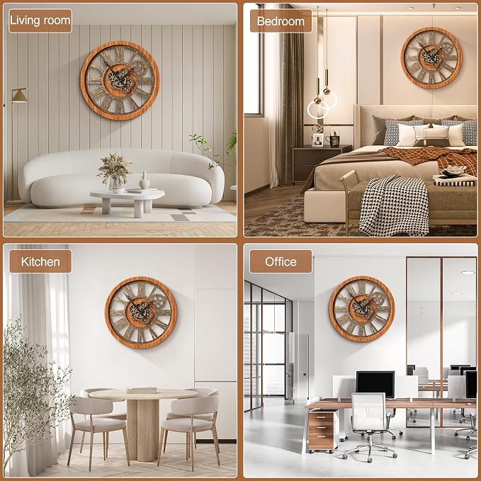 HOIBAI Wall Clock, 24 Inch Moving Gears Clock Large Wall Clock - Image 7