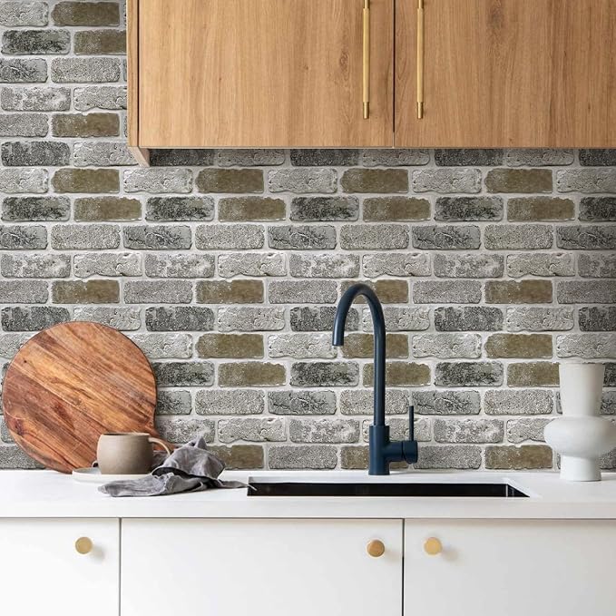 Commomy 10 Pcs 3D Faux Brick Peel and Stick -11.8"X11.8" Small Size Thin PVC - Image 2
