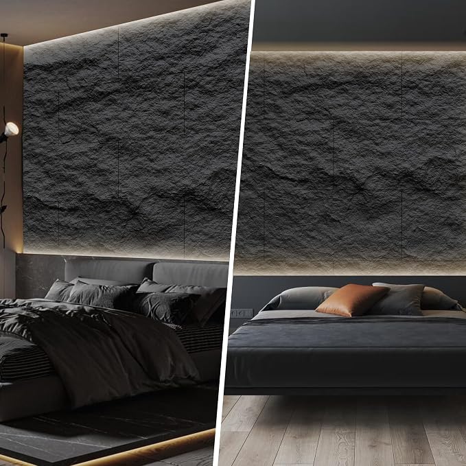 KASARO PU 3D Faux Stone Wall Panels, Cement Texture Accent - Image 6