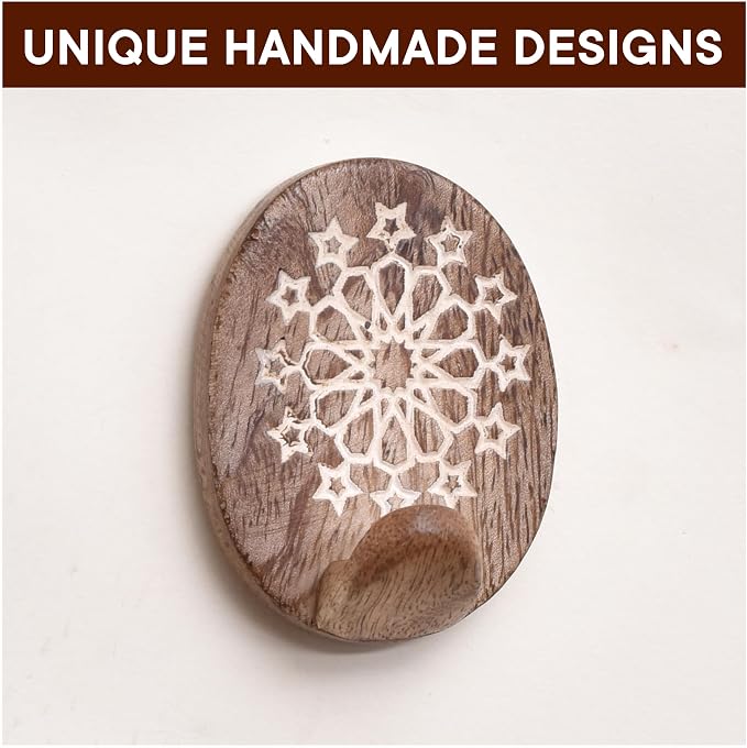 Indian Shelf 6 Lb- 3 Pieces Decorative Wood Adhesive Wall Hooks–Boho Peel and - Image 7