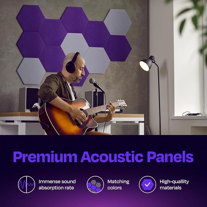 Acoustic Panels 12-Pack Soundproof Wall Panels 14"X12.1"X0.4" Sound Panels High - Image 2