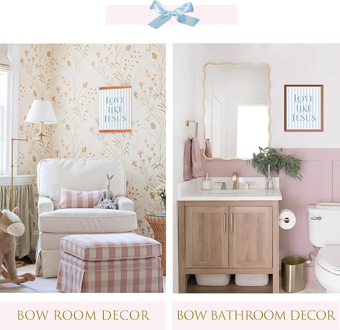 LARTSFRO Coquette Blue Bow Jesus Wall Art Decor Posters, Light Blue Bow - Image 7