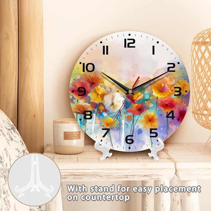 Clock for Living Room, Vintage Wild Floral Wall Clock Vintage Wooden Wall Clock - Image 5