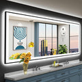 96x36 Black Framed LED Bathroom Mirror by Awandee