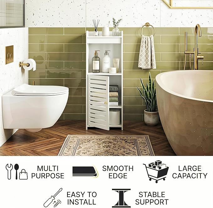 Narrow Bathroom Storage Cabinet, 4-Tier Slim Organizer - Image 6