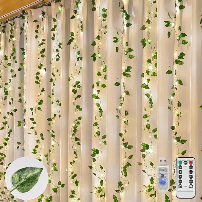suddus Vines with Lights, 200 LED Fairy Lights with Vines, Pothos Curtain by SUDDUS