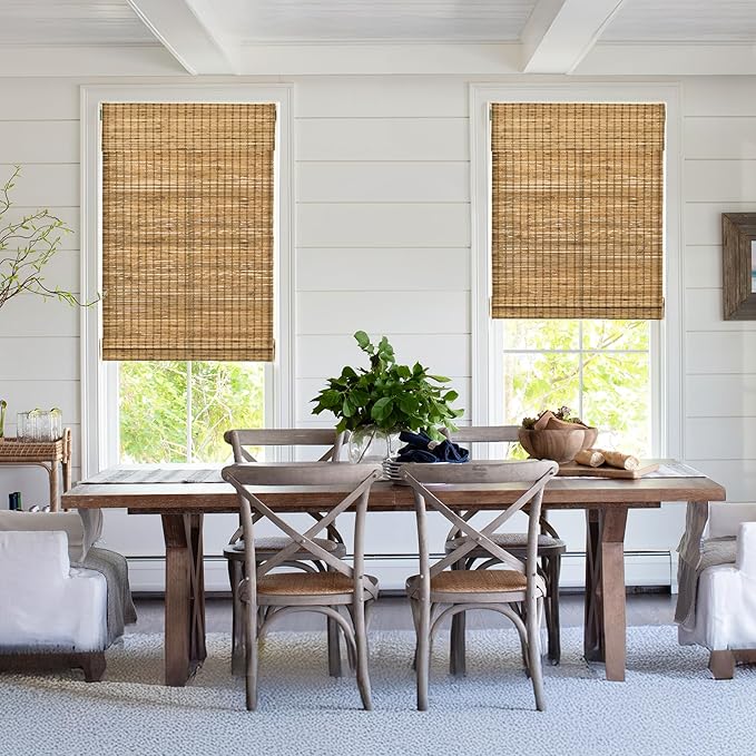 LazBlinds No Tools No Drill Cordless Bamboo Roman Shades, Custom Light - Image 4