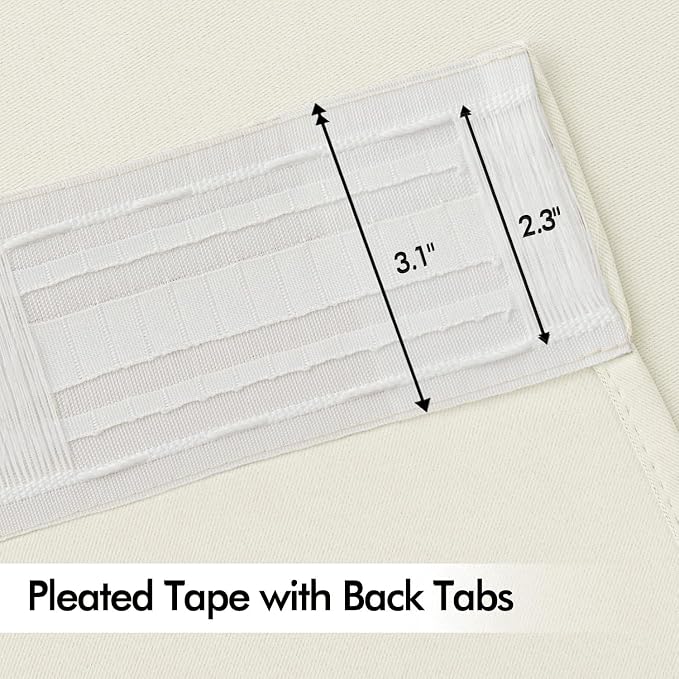 MIULEE Cream Back Tab Blackout Curtains 120 Inch Long 2 Panels Set - Image 4
