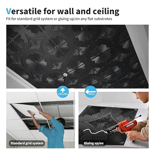 Art3d Drop Ceiling Tiles 24x24 in Black, 3D Wainscoting Panels Glue Up 2x2 - Image 8