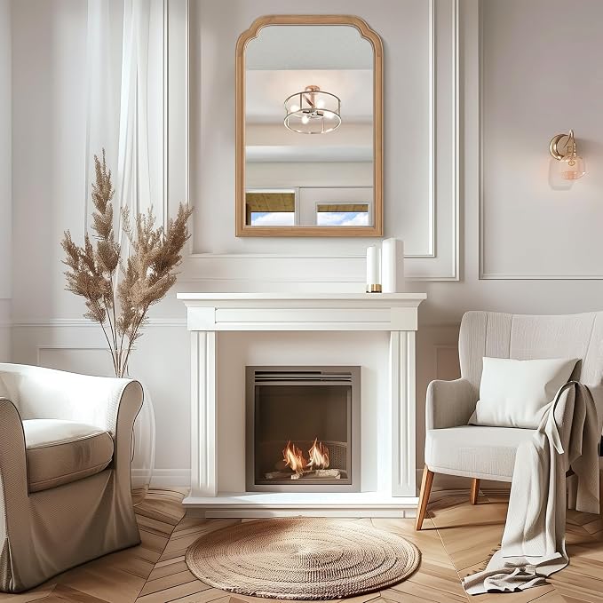 WallBeyond Wood Frame Wall Mirror Rounded Corner Arch Rectangle Mirror - Image 6