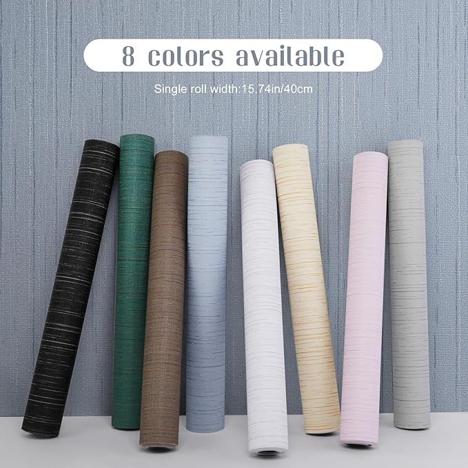 Light Blue Peel and Stick Grasscloth Texture Wallpaper 15.7"x120" Vintage - Image 2