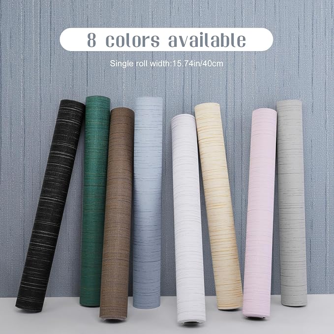 Light Blue Grasscloth Peel and Stick Wallpaper Vintage Texture Removable - Image 2