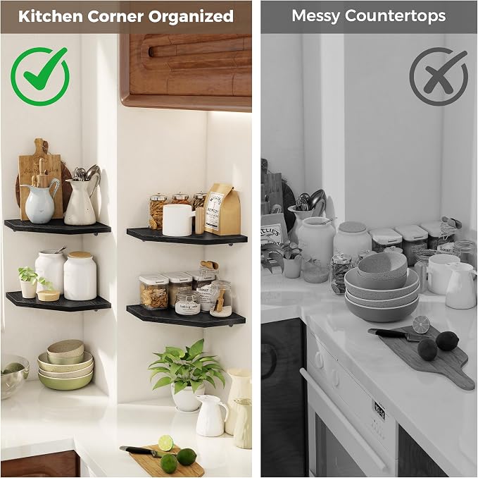 Corner Shelves 2-Pack for Bathroom & Kitchen, Space-Saving Floating Corner Wall - Image 7