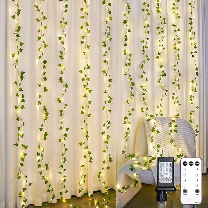 suddus 300 LED Vines with Lights Plug in, 9.8ft x 9.8ft Fairy Lights with Vines by SUDDUS
