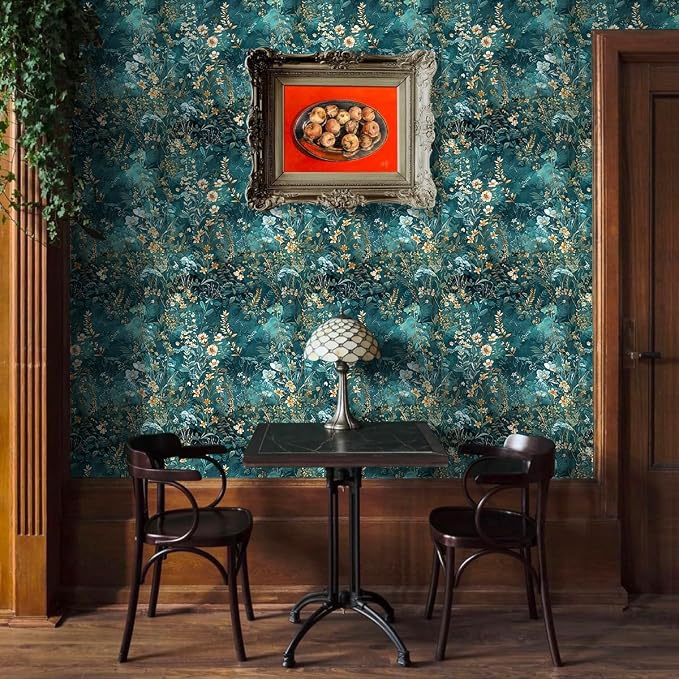 Floral Peel and Stick Wallpaper Green Flower Contact Paper 17.3inch x 118.1inch - Image 5
