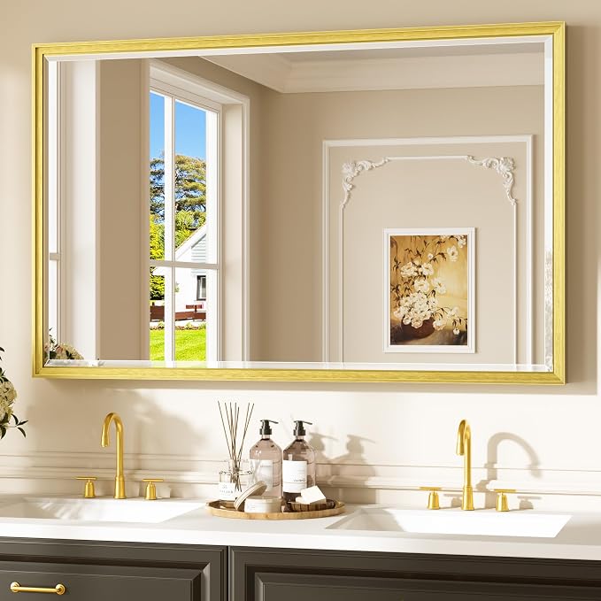 Keonjinn 48" x 30" Brushed Gold Bathroom Mirrors by Keonjinn